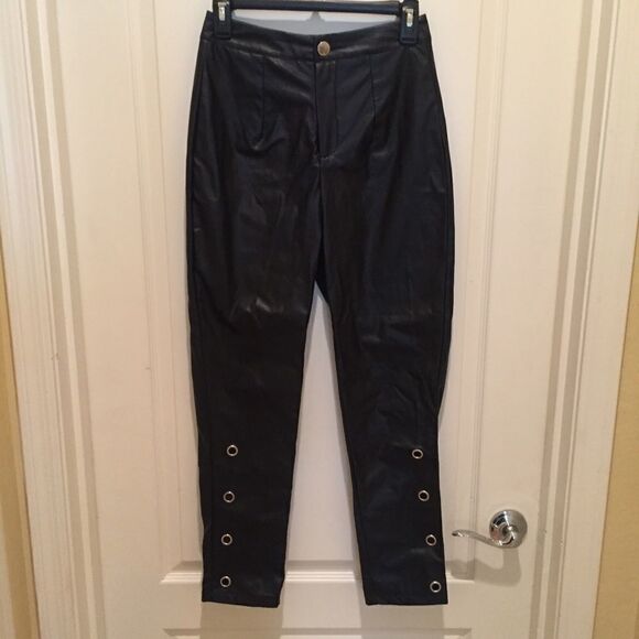 Nasty Gal Black Leather Vegan Pants - Picture 1 of 8
